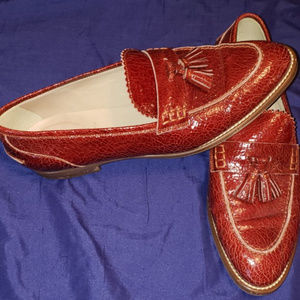 J.Crew Biella Loafers Crackled Leather Sepia 9